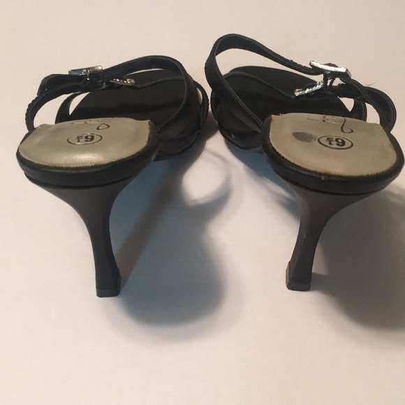 Fioni Strappy Black Heels W Rhinestone Size 6-1/2 - Picture 3 of 7